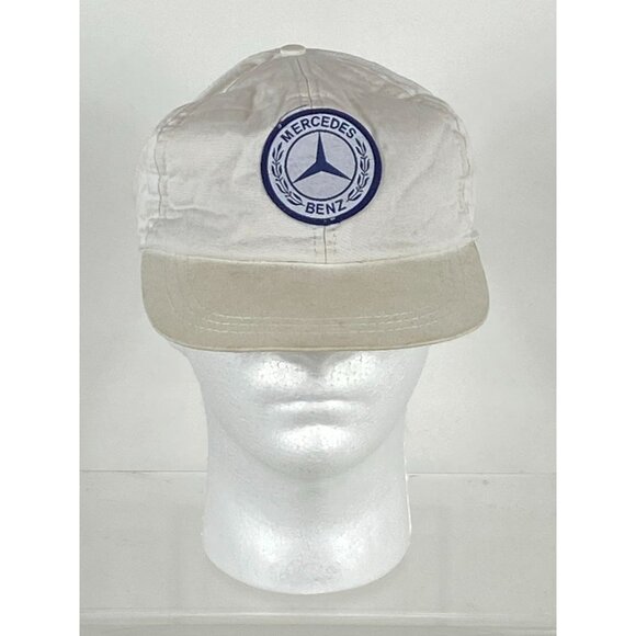 Vintage Mercedes Benz Logo Patch Snapback Hat Cap White F249 - Picture 1 of 8